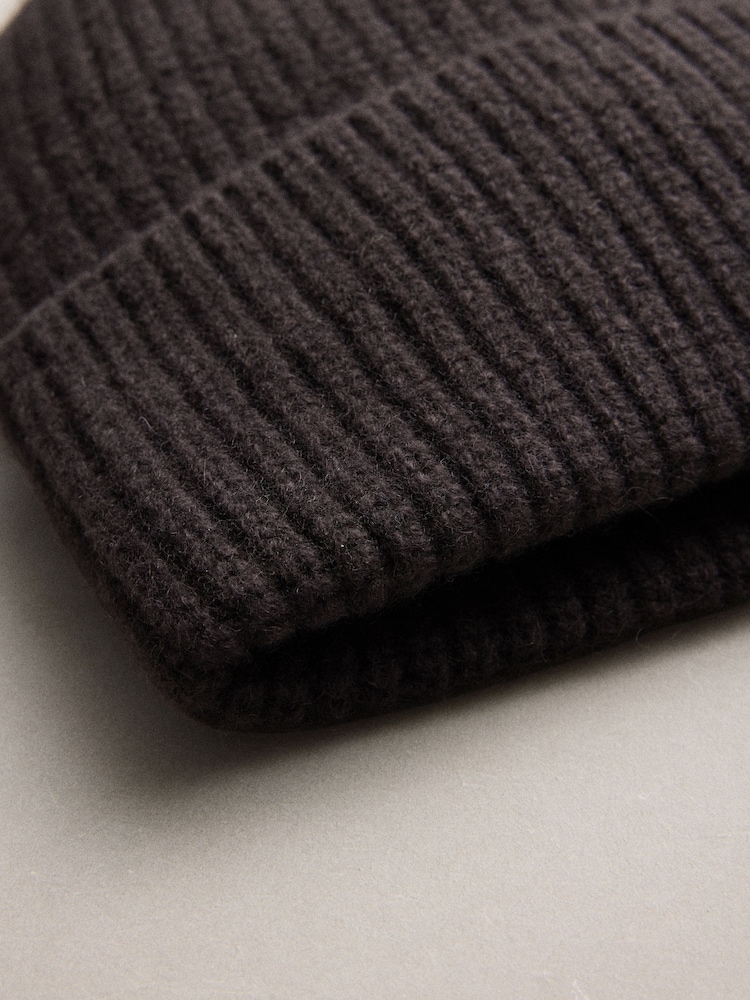Chocolate Brown N.Premium Cashmere Beanie Hat - Image 2 of 3