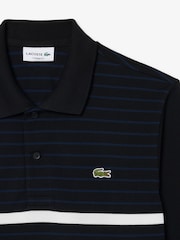 Lacoste Black Classic Fit Striped Piqué Polo Shirt - Image 2 of 3