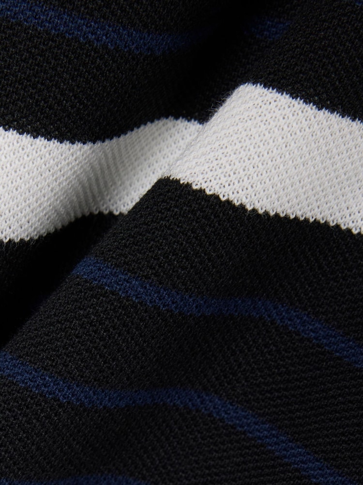 Lacoste Black Classic Fit Striped Piqué Polo Shirt - Image 3 of 3 Lacoste Black Classic Fit Striped Piqué Polo Shirt - Image 3 of 3