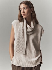 Oatmeal N.Premium Cashmere Scarf Tank Cover-Up - Image 1 of 8