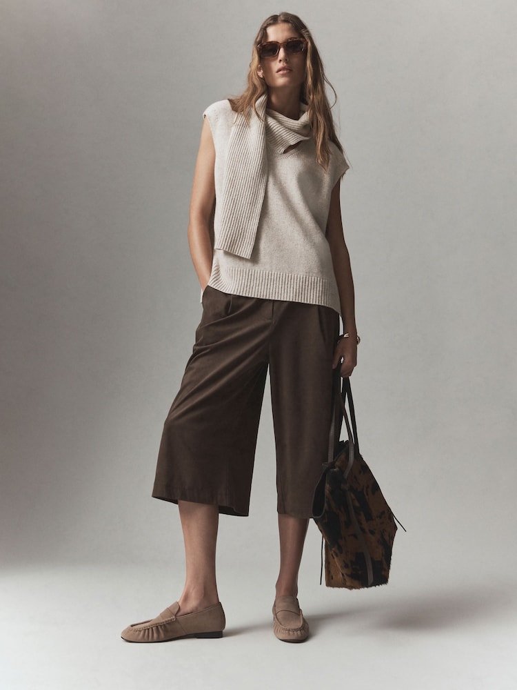 Oatmeal N.Premium Cashmere Scarf Tank Cover-Up - Image 2 of 8