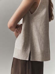 Oatmeal N.Premium Cashmere Scarf Tank Cover-Up - Image 5 of 8