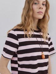 Mango Brown Stripe Short Sleeve T-Shirt - Image 3 of 6