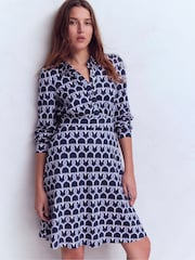 Boden Blue Orla Short Jersey Shirt Dress - Image 1 of 4