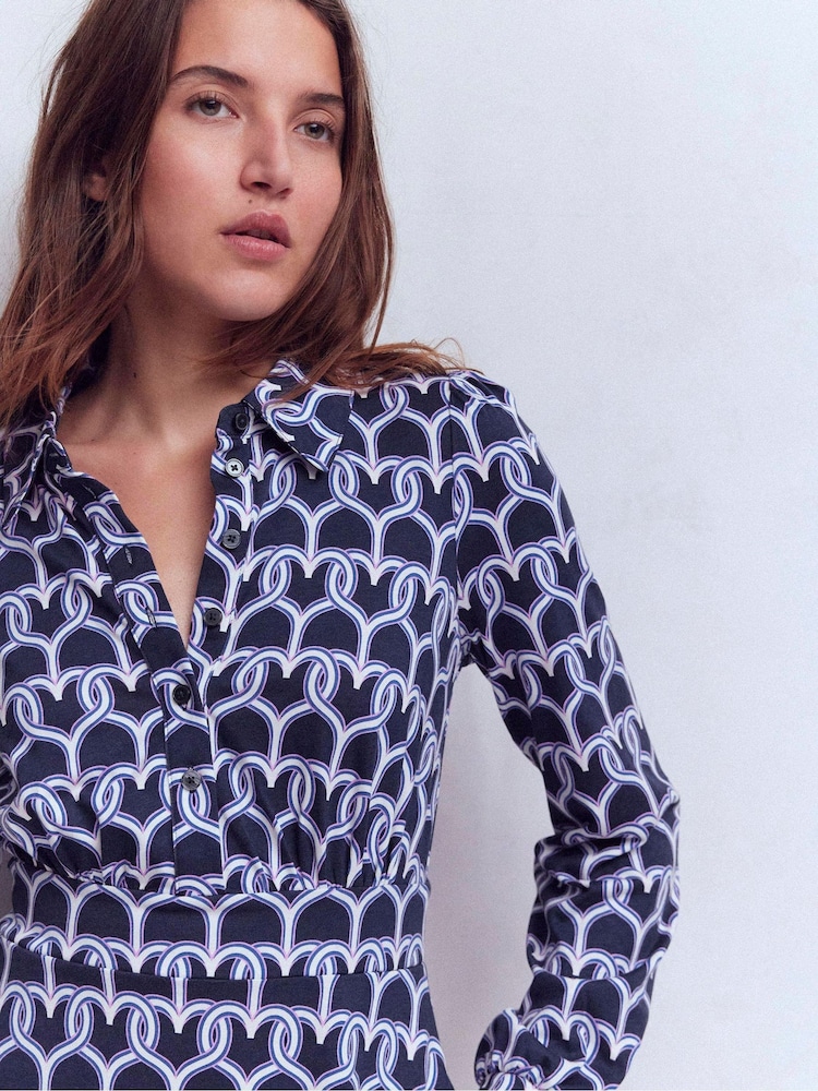 Boden Blue Orla Short Jersey Shirt Dress - Image 2 of 4