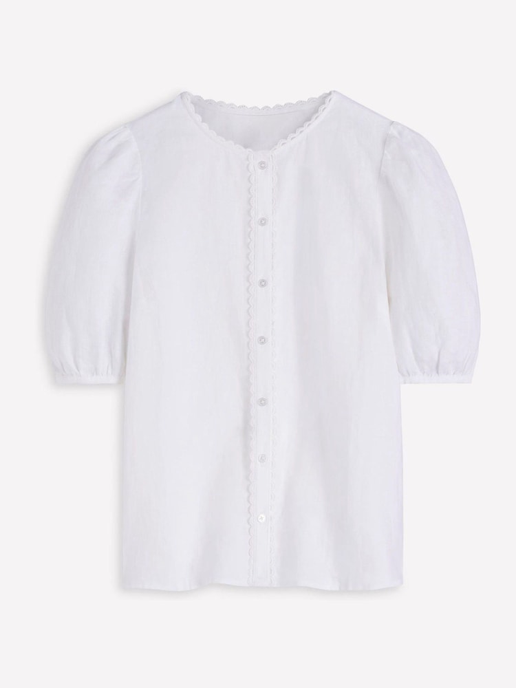 Boden White Leah Short Sleeve Linen Top - Image 5 of 5