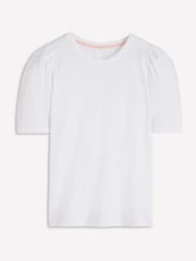 Boden White Pleat Sleeve Slub T-Shirt - Image 5 of 5