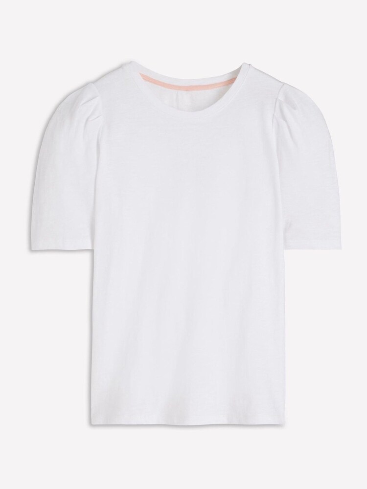 Boden White Pleat Sleeve Slub T-Shirt - Image 5 of 5