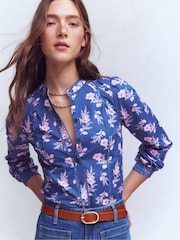 Boden Blue Rhea Trim Detail Cotton Top - Image 1 of 5