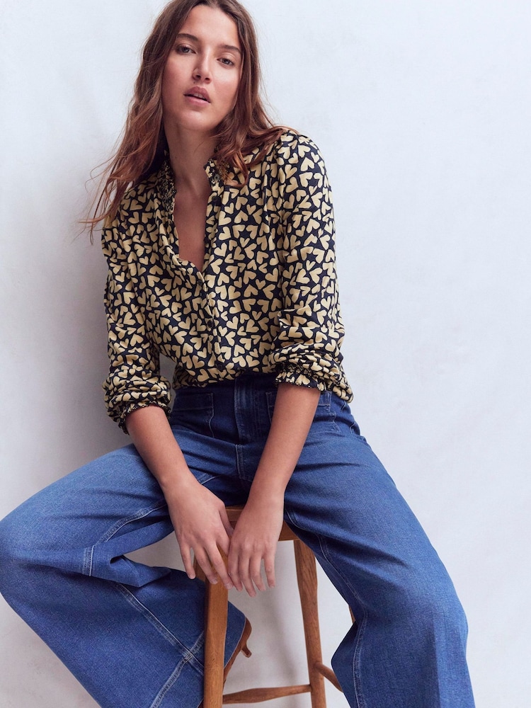 Boden Blue Effie Smocked Detail Shirt - Image 1 of 6