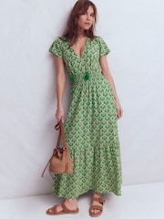 Boden Green Tala Tiered Jersey Maxi Dress - Image 4 of 5