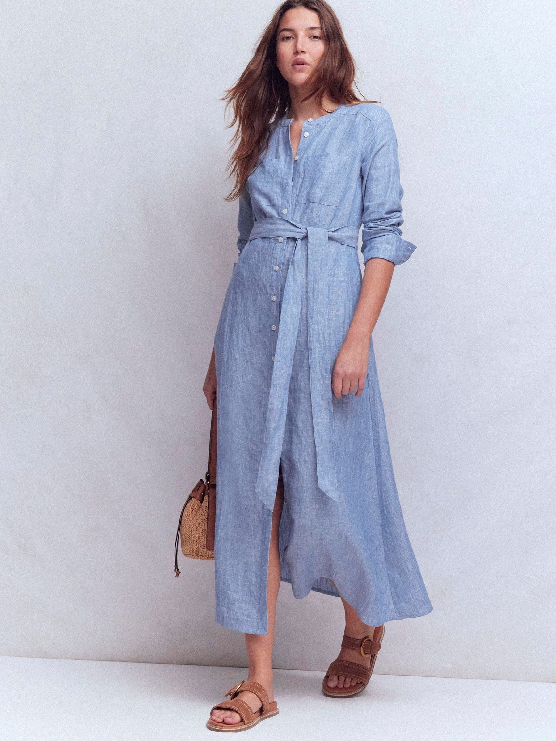 balia linen dress (PART 1/2) Ref Balia Linen Midi Dress in Slate Check main image 1