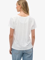 Superdry Pearl White Slub Embroidered V-Neck T-Shirt - Image 5 of 8