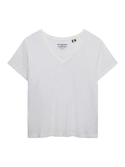Superdry Pearl White Slub Embroidered V-Neck T-Shirt - Image 6 of 8