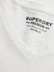 Superdry Pearl White Slub Embroidered V-Neck T-Shirt - Image 7 of 8