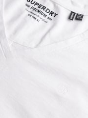 Superdry Pearl White Slub Embroidered V-Neck T-Shirt - Image 8 of 8