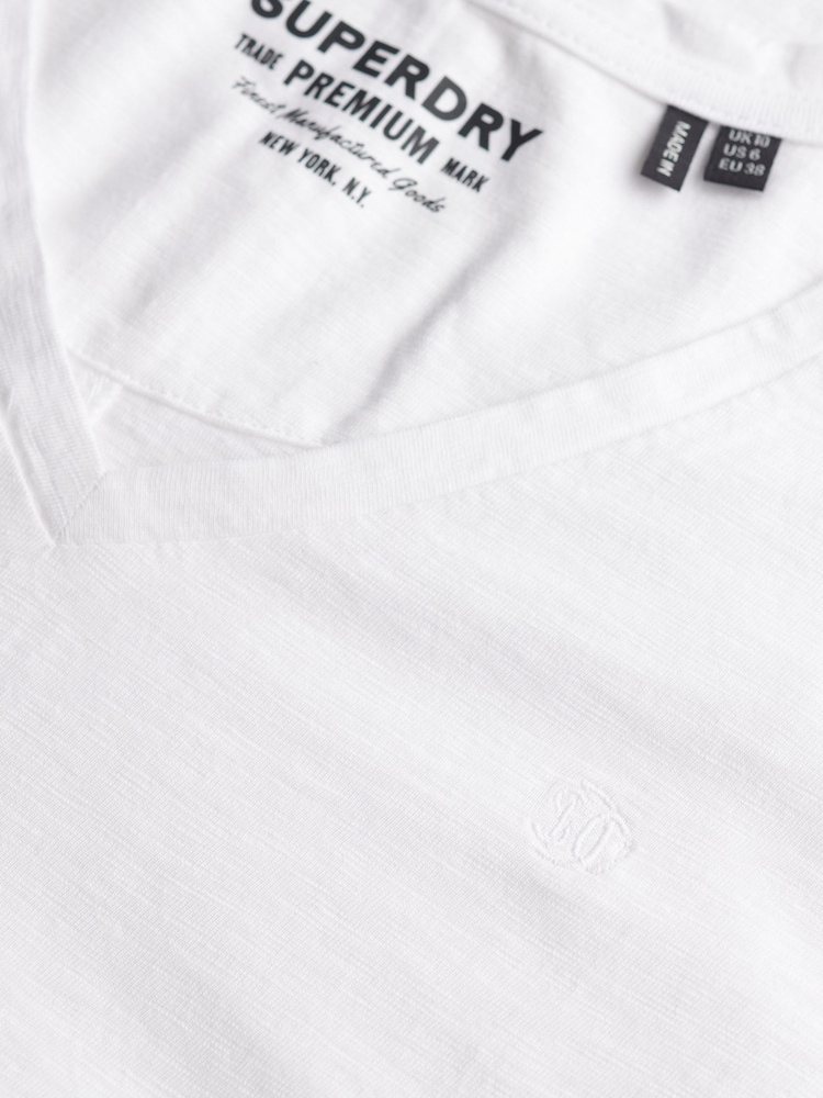 Superdry Pearl White Slub Embroidered V-Neck T-Shirt - Image 8 of 8 Superdry Pearl White Slub Embroidered V-Neck T-Shirt - Image 8 of 8