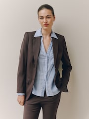 Chocolate Brown Tailored Single Breasted Blazer With Wool - Image 1 of 8
