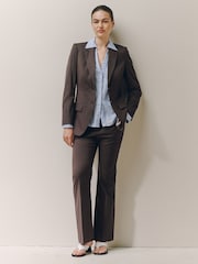 Chocolate Brown Tailored Single Breasted Blazer With Wool - Image 2 of 8