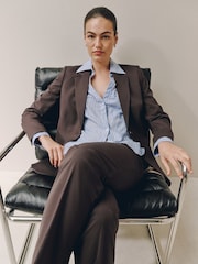 Chocolate Brown Tailored Single Breasted Blazer With Wool - Image 3 of 8