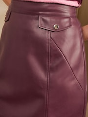 Love & Roses Burgundy Red Faux Leather Mini Skirt - Image 3 of 5