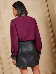 Love & Roses Black Faux Leather Mini Skirt - Image 3 of 4