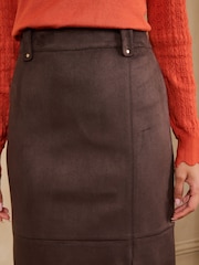 Love & Roses Chocolate Brown Suedette Pencil Skirt - Image 5 of 5