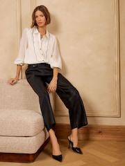 Love & Roses Black Faux Leather Wide Crop Trousers - Image 4 of 5