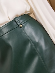 Love & Roses Forest Green Faux Leather Pencil Midi Skirt - Image 5 of 5
