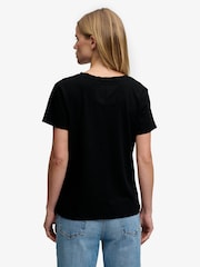 Superdry Black Slub Embroidered V-Neck T-Shirt - Image 2 of 7