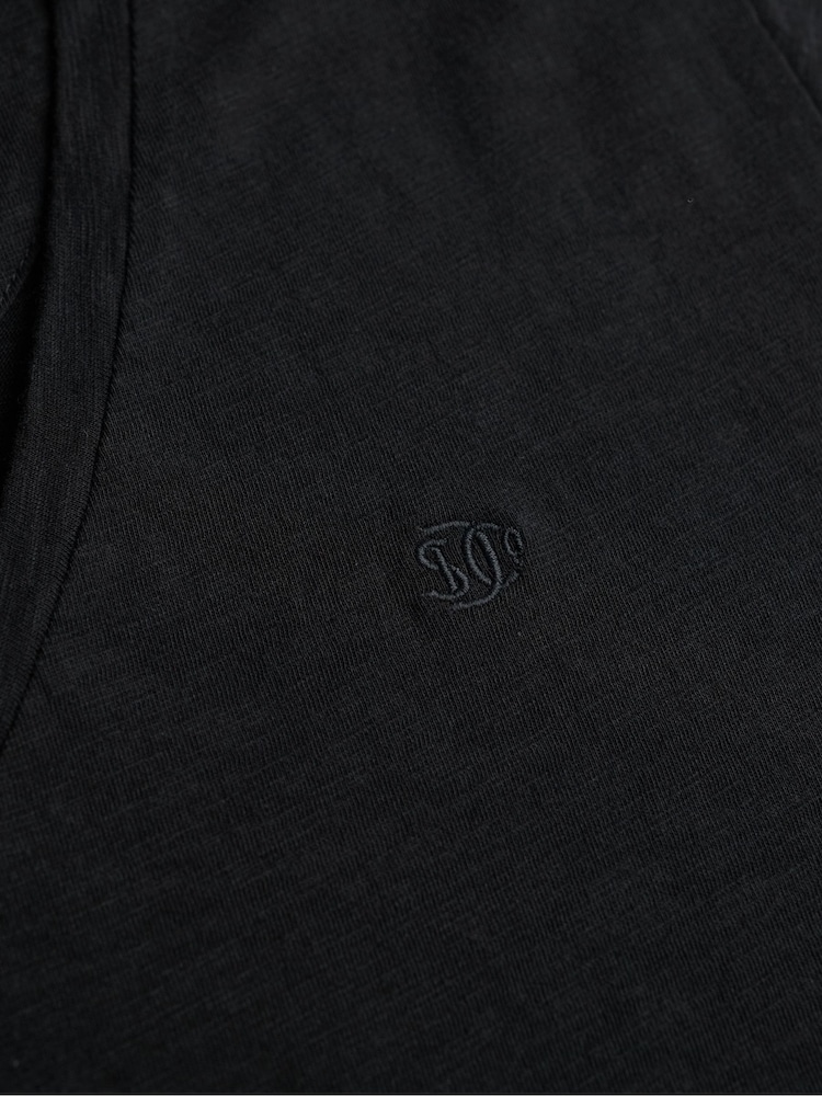 Superdry Black Slub Embroidered V-Neck T-Shirt - Image 7 of 7