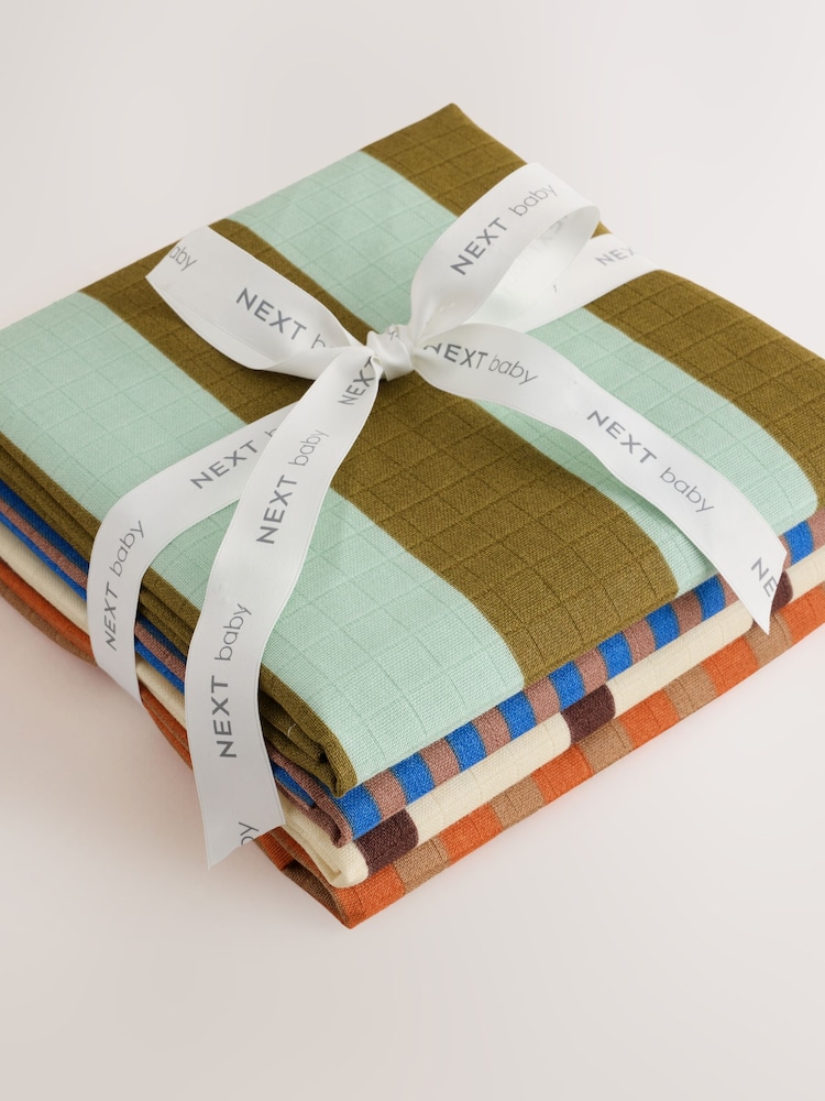 Bright Stripes Baby Muslins Cloths 4 Pack - Image 4 of 4