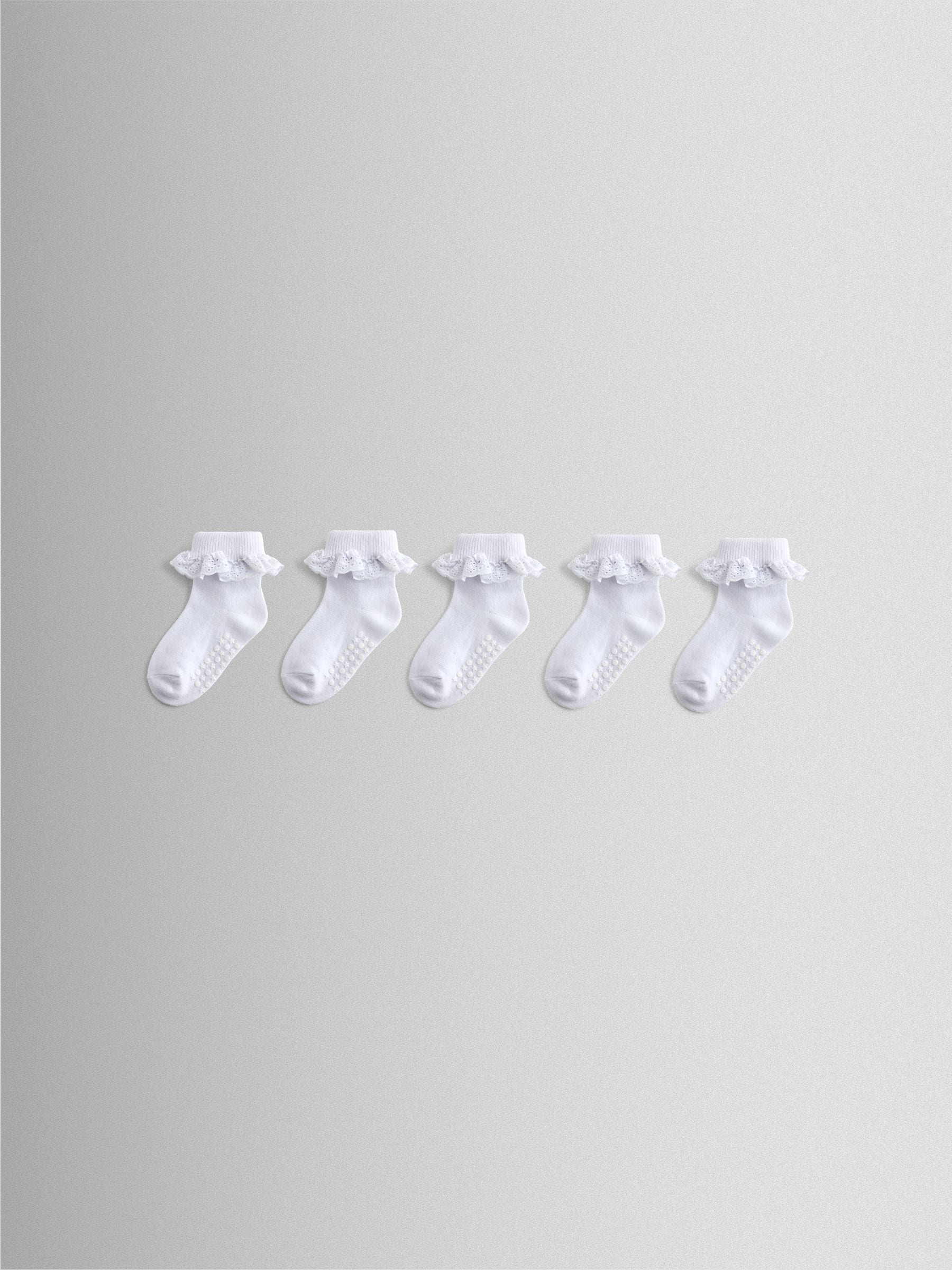Jojo Maman Bébé White Pure 5-Pack Frill Socks