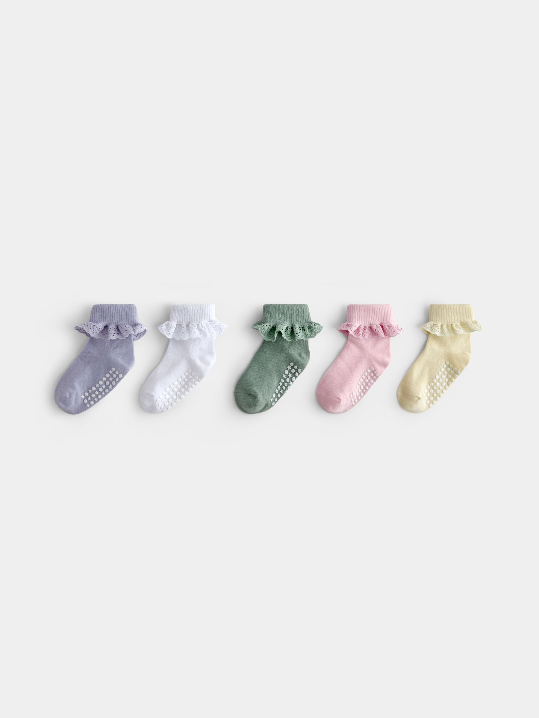 JoJo Maman Bébé Pastel 5-Pack Frill Socks view 1