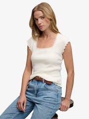 Superdry White Athletic Essential Square Neck T-Shirt - Image 3 of 7