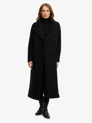 Superdry Black Double Breasted Wool Coat - Image 3 of 8