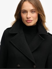 Superdry Black Double Breasted Wool Coat - Image 6 of 8