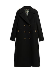 Superdry Black Double Breasted Wool Coat - Image 7 of 8