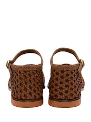 Ravel Brown Woven Leather Closed Toe Flat Sandals - Image 3 of 4
