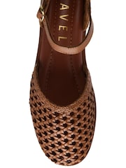 Ravel Brown Woven Leather Closed Toe Flat Sandals - Image 4 of 4