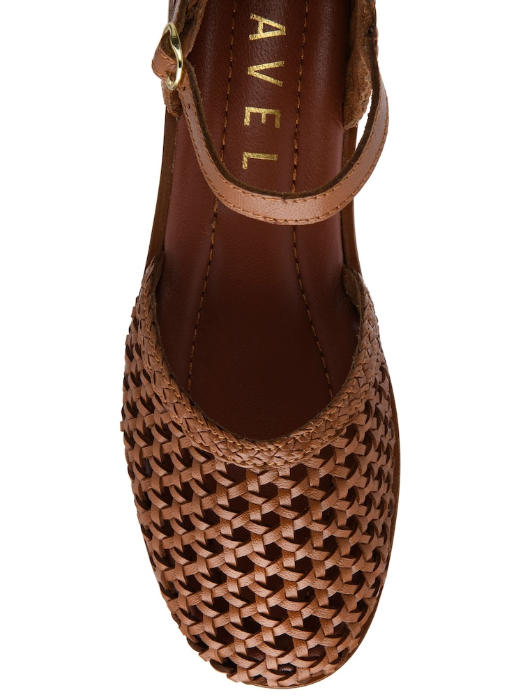 Ravel Brown Woven Leather Closed Toe Flat Sandals - Image 4 of 4