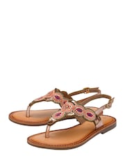 Ravel Gold Back Strap Toe Post Leather Sandals - Image 2 of 4