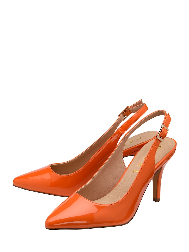 Ravel Orange Slingback Court Shoe On A Kitten Heels - Image 2 of 4