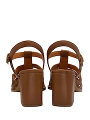 Ravel Brown Strappy Closed Toe Block Heel Leather Sandals - Image 3 of 4
