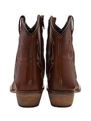 Ravel Brown Western Style Leather Ankle Boots On A Block Heel - Image 3 of 4