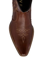 Ravel Brown Western Style Leather Ankle Boots On A Block Heel - Image 4 of 4