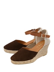 Ravel Brown Suede Leather Espadrille Wedge Sandals - Image 2 of 4