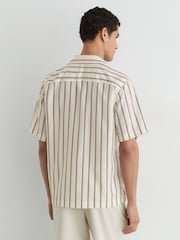 Reiss Ivory White Saint Lyocell Stripe Relaxed Cuban-Collar Shirt - Image 5 of 6