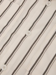 Reiss Ivory White Saint Lyocell Stripe Relaxed Cuban-Collar Shirt - Image 6 of 6