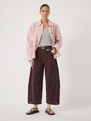 Hush Dark Merlot Red Bryce Barrel Leg Seam Detail Trousers - Image 2 of 6